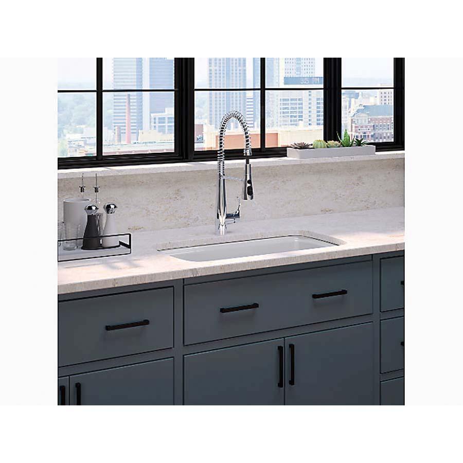 Kohler® Cape Dory® K-5864-5U-96 Large Kitchen Sink, Rectangular, 5 -Hole, Cast Iron, Biscuit, Enamel, Domestic