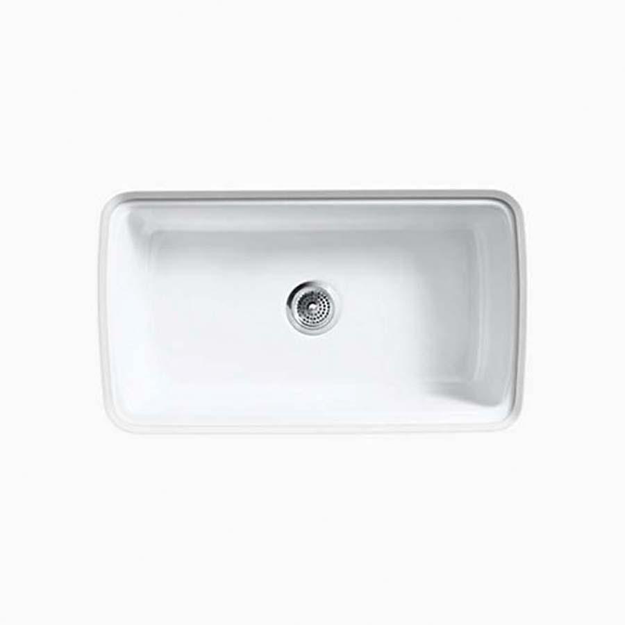Kohler® Cape Dory® K-5864-5U-0 Large Kitchen Sink, Rectangular, 5 -Hole, Cast Iron, White, Enamel, Domestic