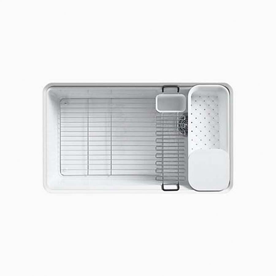 Kohler® Riverby® K-5871-5UA3-0 Kitchen Sink, Rectangular, 5 -Hole, Cast Iron, White, Enamel, Domestic thumbnail 3