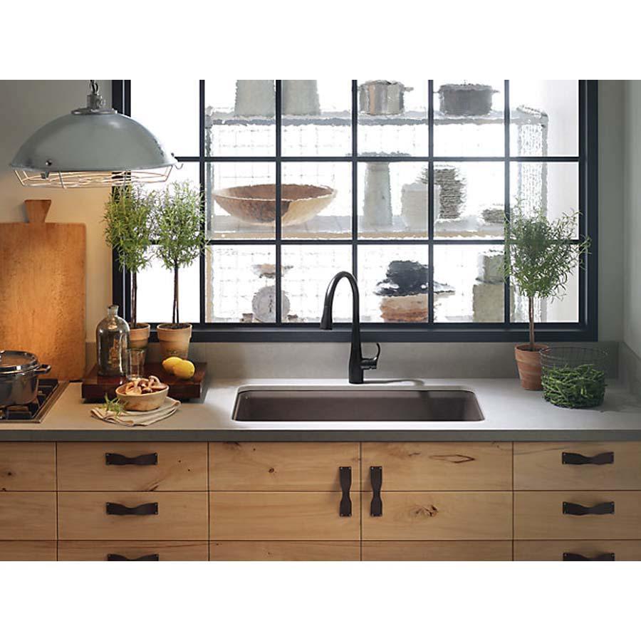 Kohler® Riverby® K-5871-5UA3-0 Kitchen Sink, Rectangular, 5 -Hole, Cast Iron, White, Enamel, Domestic thumbnail 2