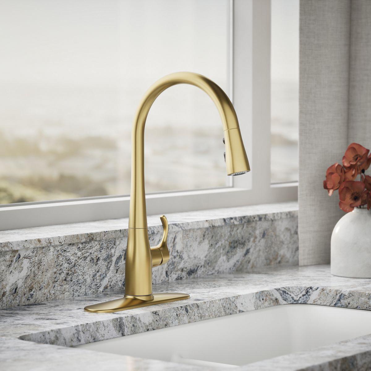 Kohler® Simplice® K-596-2MB Kitchen Sink Faucet, Deck, Pull-Down, Vibrant® Brushed Moderne Brass thumbnail 4