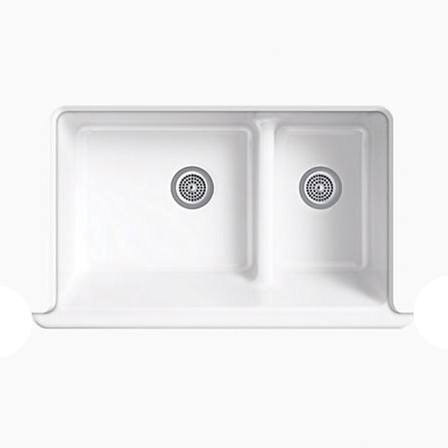 Kohler® Whitehaven® K-6426-NY Large/Medium Kitchen Sink, Rectangular, Cast Iron, Dune, Enamel, Domestic thumbnail 3