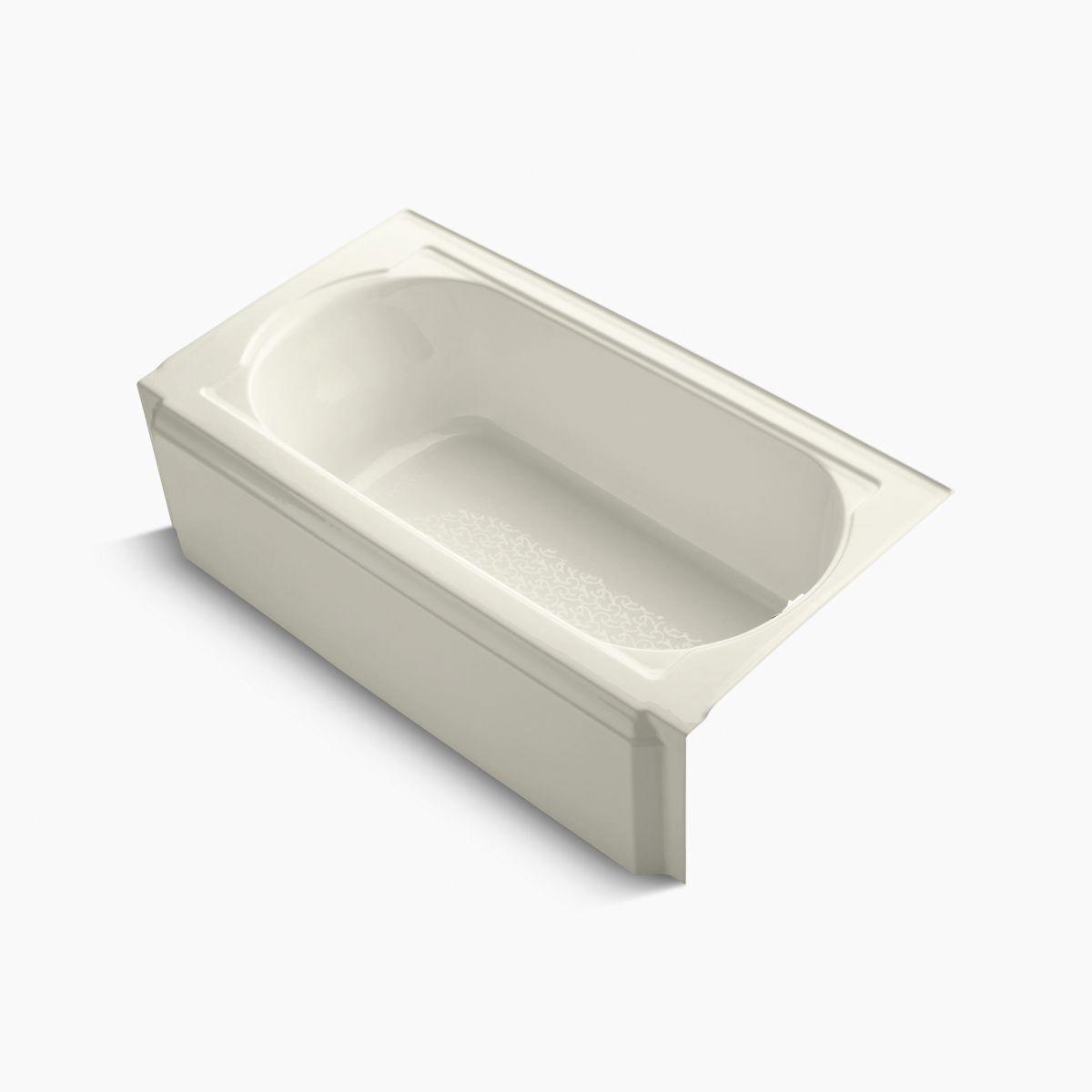 Kohler® Memoirs® K-722-96 Bathtub, Soaking Bath Therapy, Rectangular, 60 in L, 33-3/4 in W, Right Drain Location