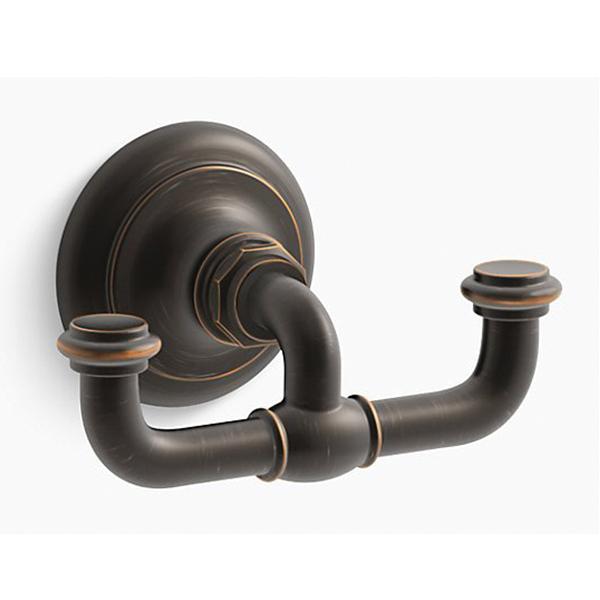 Kohler® Artifacts™ 72572 Double Brass Robe Hook, 4-7/8 inch x 2-5/8 inch x 2-5/8 inch, Oil-Rubbed Bronze
