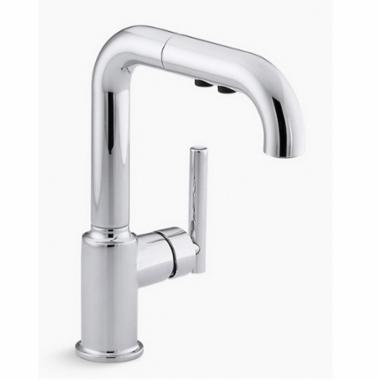 Kohler® Purist® K-7506-CP Kitchen Faucet, Deck, Pull-Out, Polished Chrome