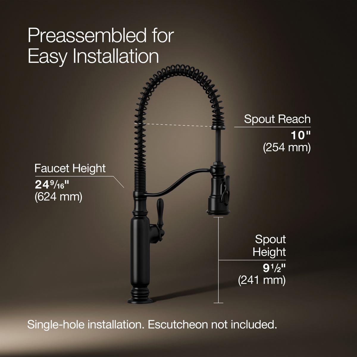 Kohler® Tournant™ K-77515-BL Kitchen Faucet, Deck, Single-Handle, Matte Black