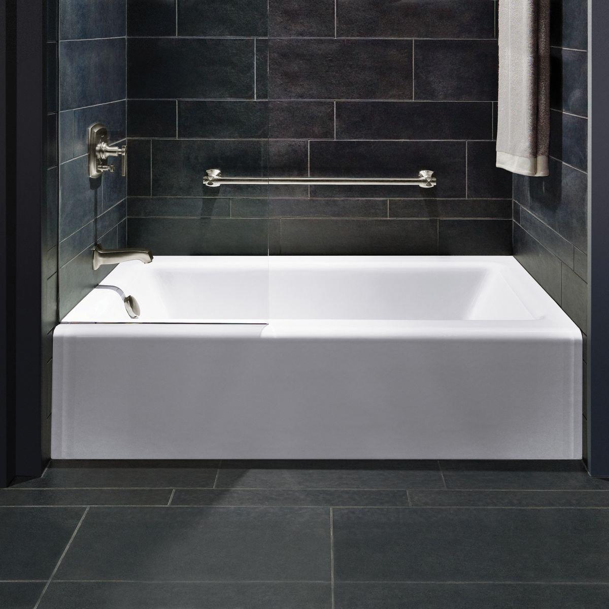 Kohler® Bellwether® K-875-96 Bathtub, Soaking Bath Therapy, Rectangular, 60 in L, 32 in W, Left Drain Location