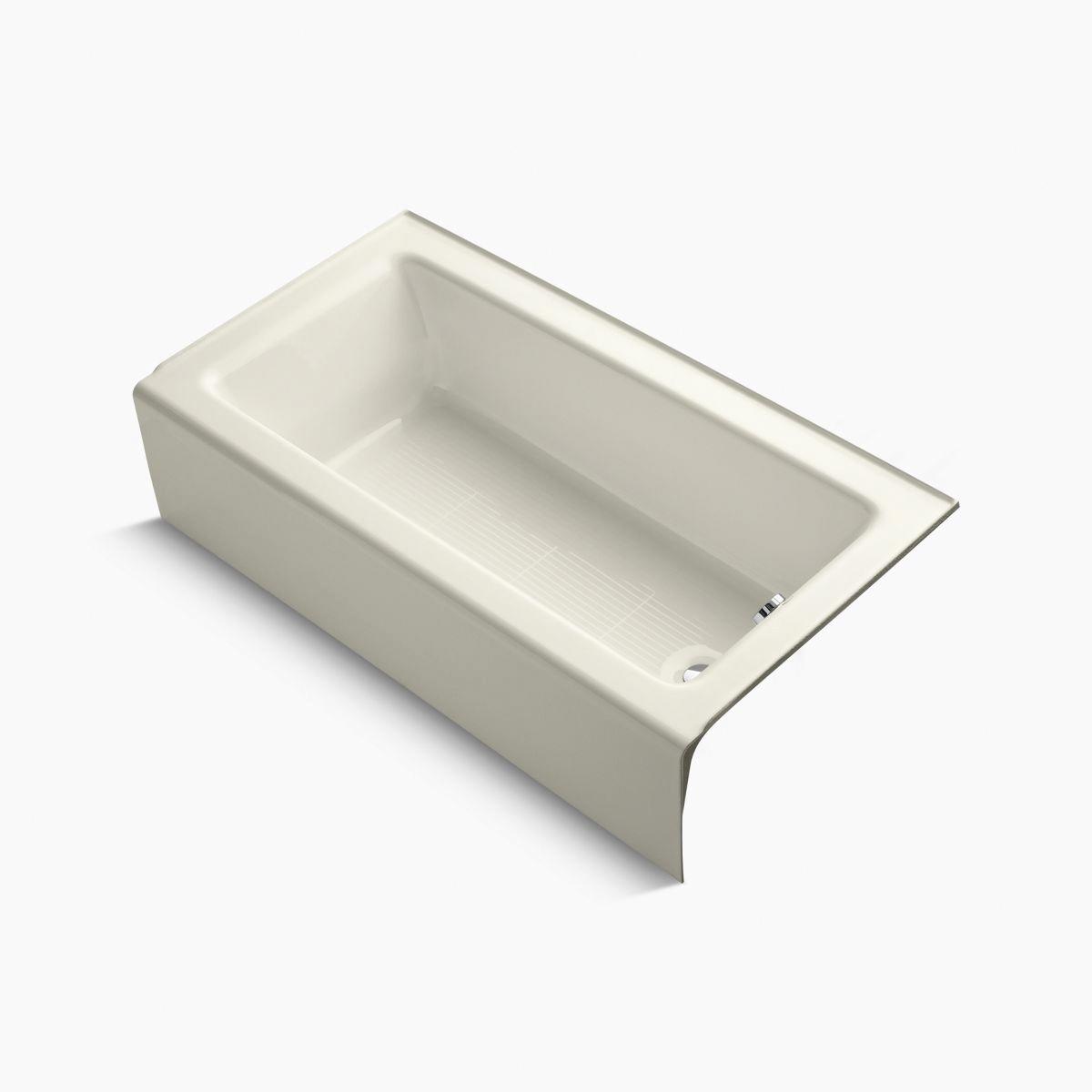 Kohler Bellwether&reg; K-876 Cast Iron Alcove Bath with Integral Apron, 60 inch x 32 inch x 14-7/8 inch, Biscuit