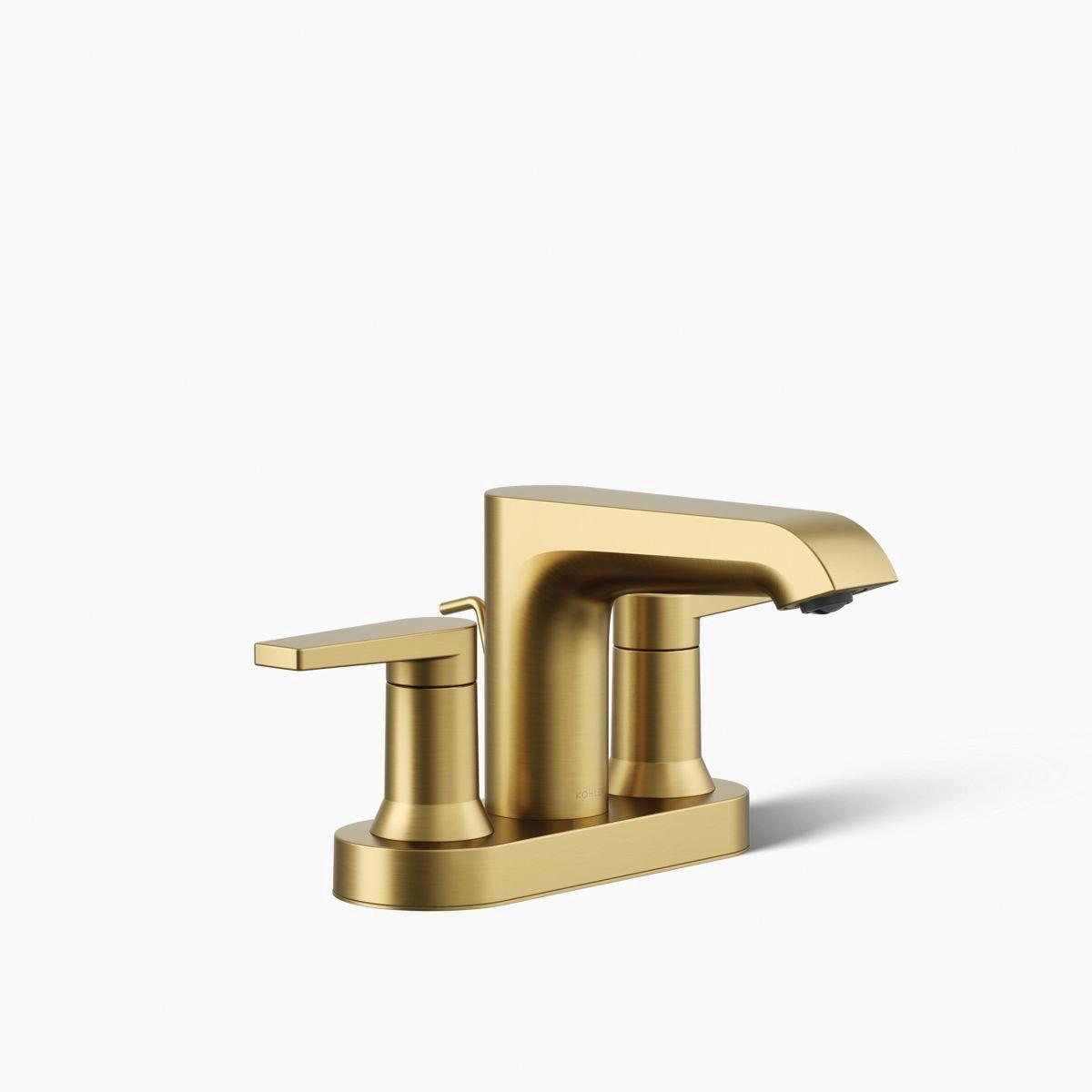 Kohler® Hint® K-97094-4-2MB Bathroom Sink Faucet, 2-Handle, Deck, Centerset, Pop-Up, Vibrant® Brushed Moderne Brass thumbnail 3