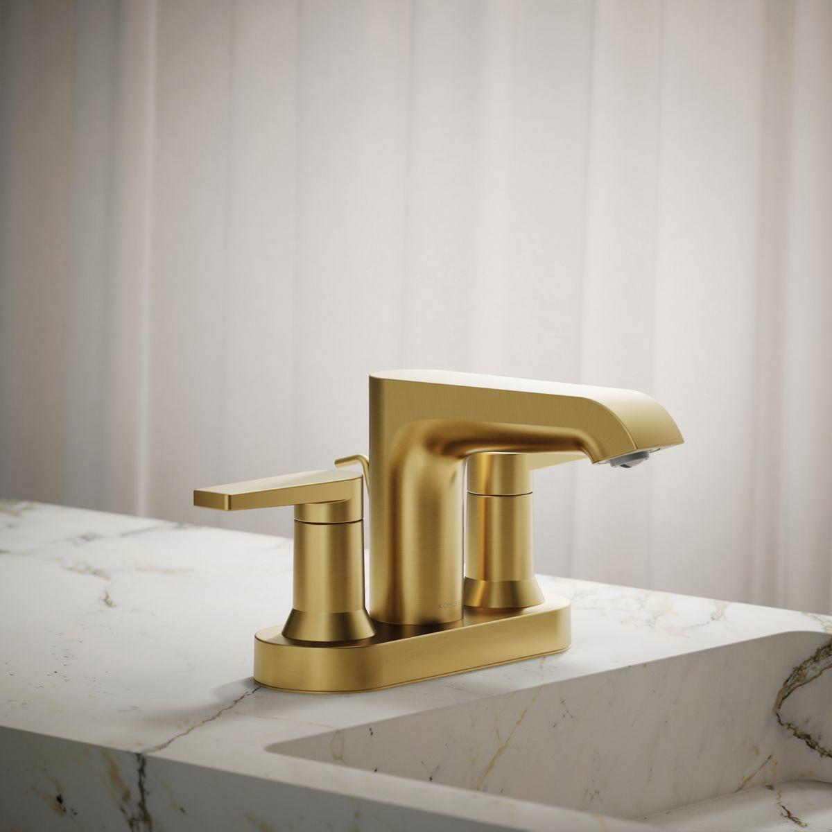 Kohler® Hint® K-97094-4-2MB Bathroom Sink Faucet, 2-Handle, Deck, Centerset, Pop-Up, Vibrant® Brushed Moderne Brass thumbnail 4