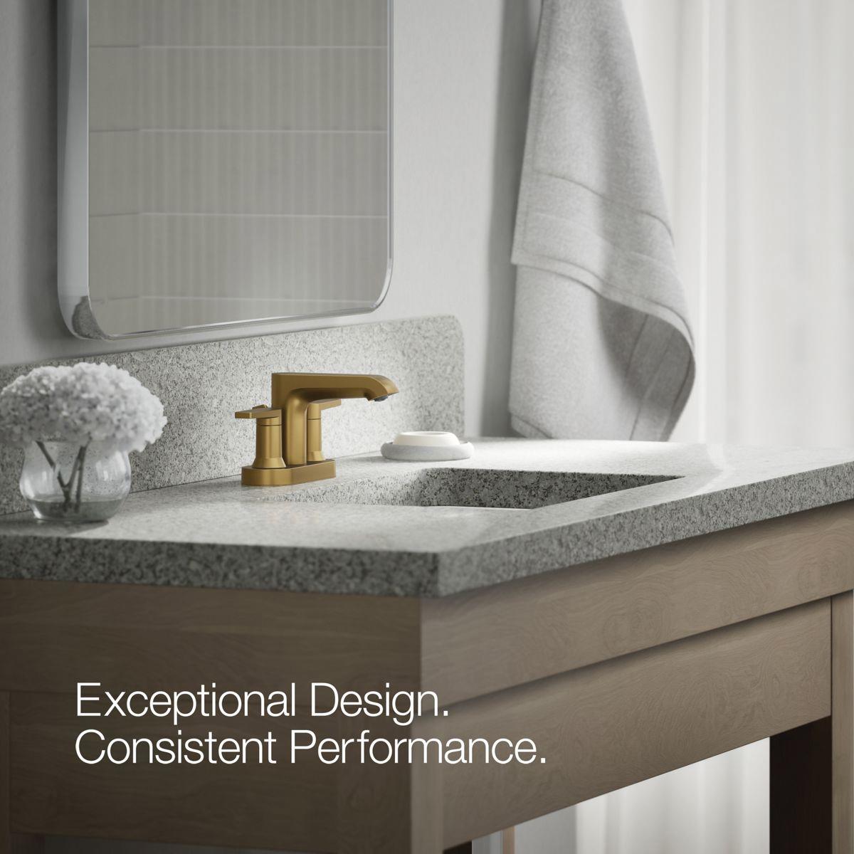 Kohler® Hint® K-97094-4-2MB Bathroom Sink Faucet, 2-Handle, Deck, Centerset, Pop-Up, Vibrant® Brushed Moderne Brass