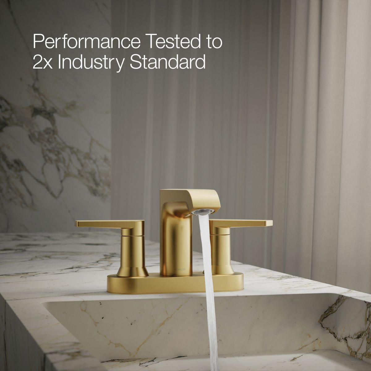 Kohler® Hint® K-97094-4-2MB Bathroom Sink Faucet, 2-Handle, Deck, Centerset, Pop-Up, Vibrant® Brushed Moderne Brass thumbnail 2