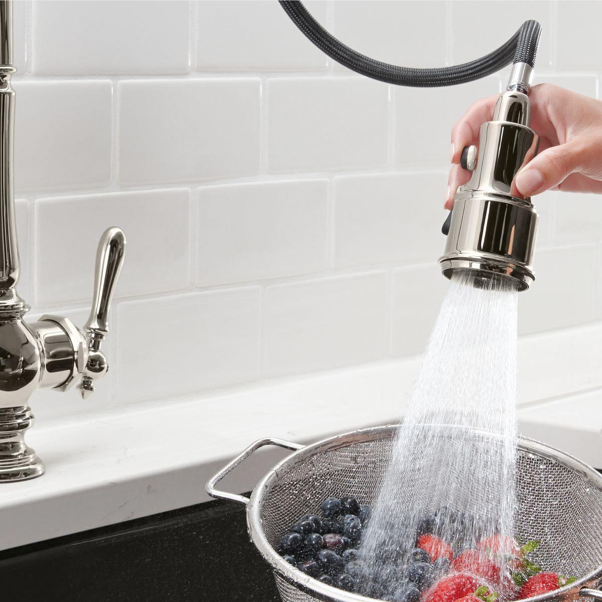 Kohler® Artifacts® K-99259-BL Kitchen Sink Faucet, Deck, Pull-Down, With Side Spray, Matte Black thumbnail 4