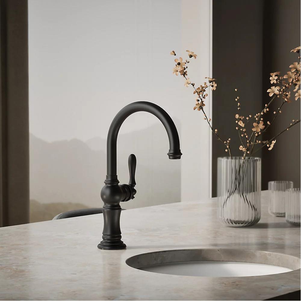 Kohler® Artifacts® K-99264-BL Kitchen Sink Faucet, Deck, Single-Handle, Matte Black