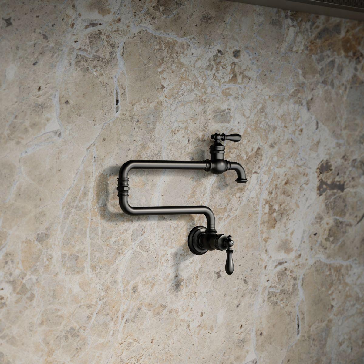 Kohler® Artifacts® K-99270-BL Pot Filler, Wall, Dual-Handle, Matte Black thumbnail 2