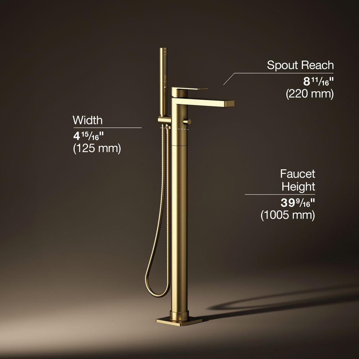 Kohler® Parallel® K-T23492-4-2MB Bath Filler Trim, 1-Handle, 8-11/16 in Spout Reach, Floor-Mount, 10 gpm thumbnail 3