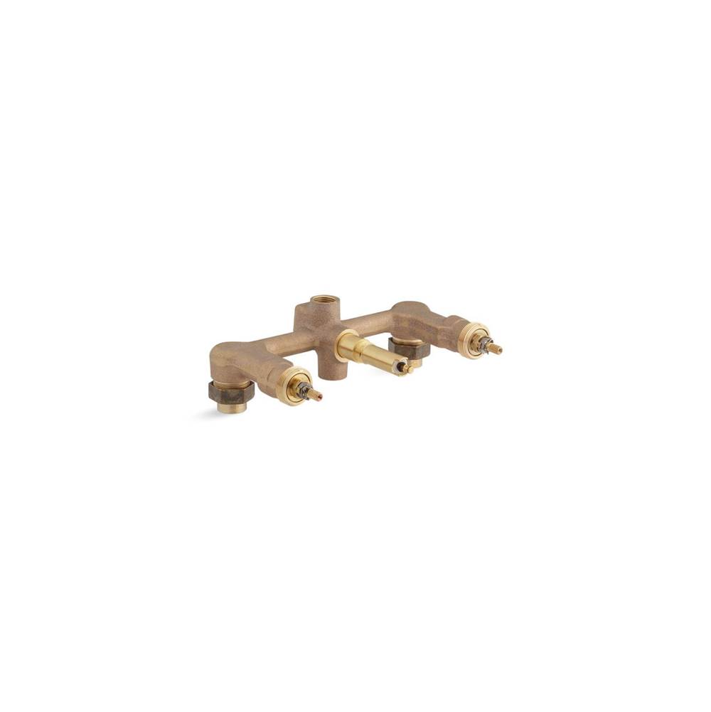 Kohler&reg; K-303-K-NA Brass Widespread Ceramic In-wall Three-handle Valve System With Integral Diverter and Centers, 1/2 inch NPT