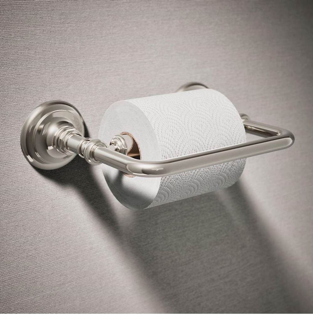Kohler® Artifacts™ 72573 Pivoting Brass Toilet Tissue Holder, 8-7/8 inch x 6 inch x 2-5/8 inch, Vibrant Polished Nickel