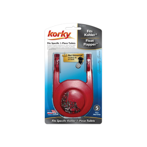 Korky® Chlorazone Rubber Float Flapper with Stainless Steel Chain For Kohler 83064 Rialto™ 1-Piece Toilet, Red; 12/CTN