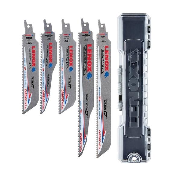 LENOX® LXARCT5SET Carbide Tip 5-Piece Straight Back Reciprocating Saw Blade Set