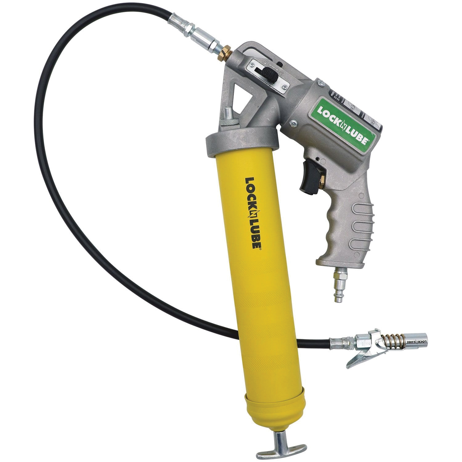LOCKNLUBE® LNL262 2-in-1 Pneumatic Grease Gun With Single Shot, Continuous Mode, 16 oz Cartridge, 6000 psi Grease Outlet