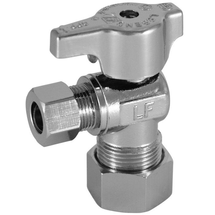 Legend Valve T-595NL Series 114-604NL Angle Stop Valve, 5/8 x 3/8 in Nominal, Compression, Quarter-Turn Handle Actuator