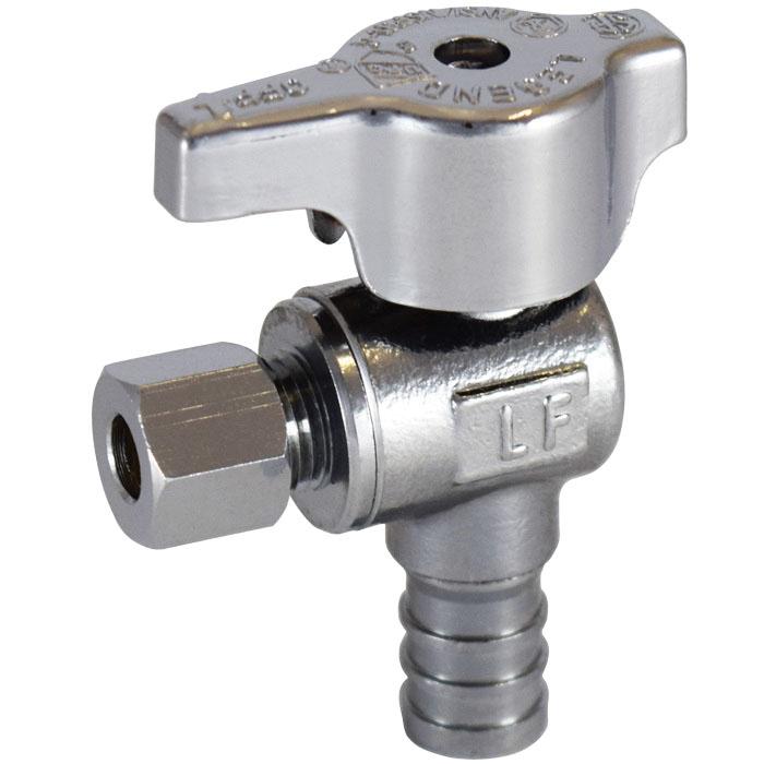 Legend Valve T-595NL Series 114-609NL Angle Stop Valve, 1/2 x 3/8 in Nominal, PEX x Compression, 125 CWP, Brass Body