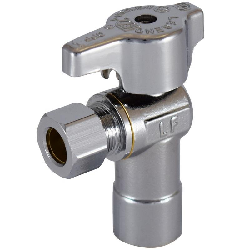 Legend Valve 114-613NL Quarter Turn Ball Type Angle Stop Valve, 1/2 x 3/8 in Nominal, Sweat x Compression, 125 psi