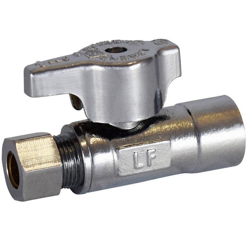 Legend Valve 114-713NL Quarter Turn Ball Type Straight Stop Valve, 1/2 x 3/8 in Nominal, Sweat x Compression, 125 psi
