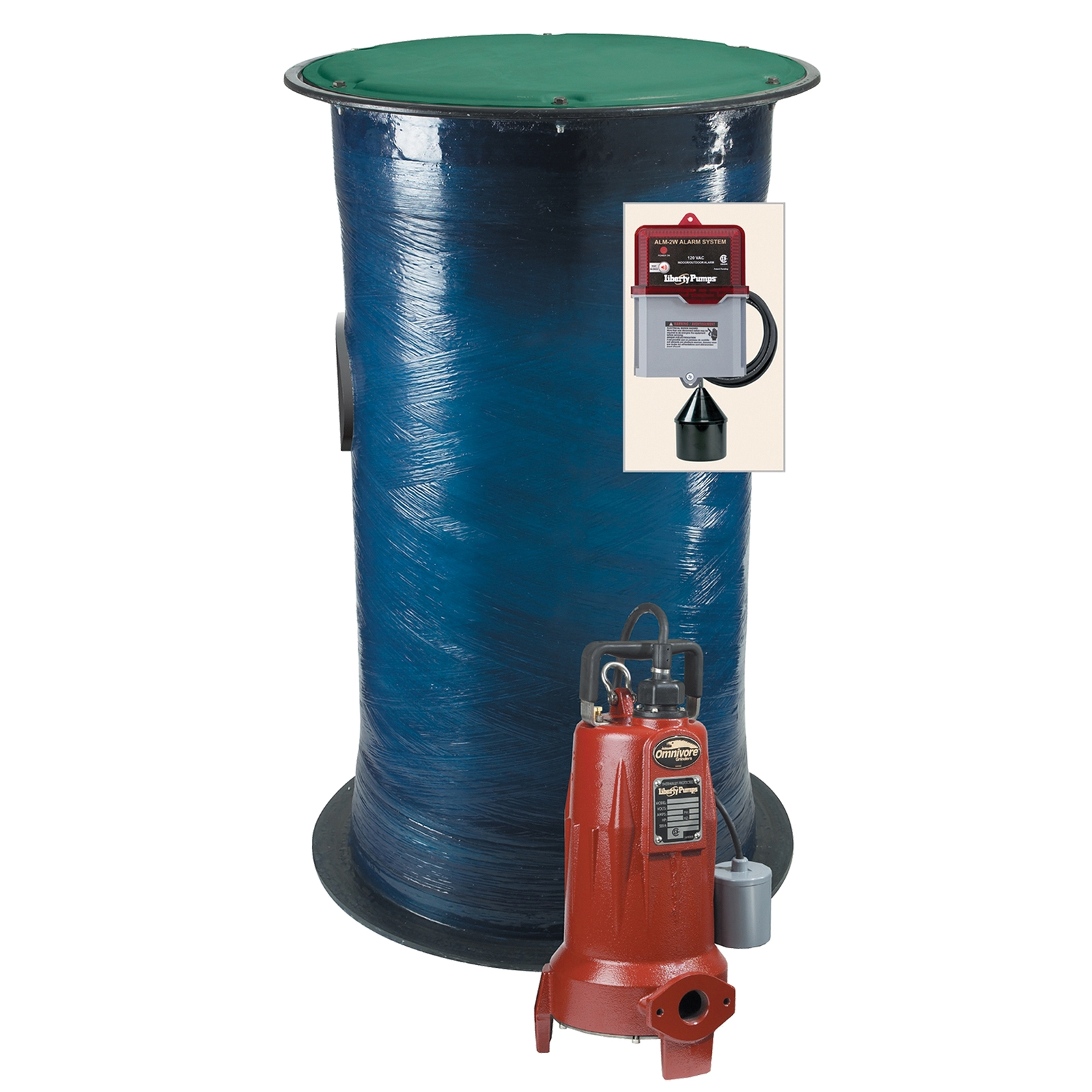 Liberty&reg; Unassembled Grinder System with Alarm & 24 inch x 48 inch Basin, 2 HP