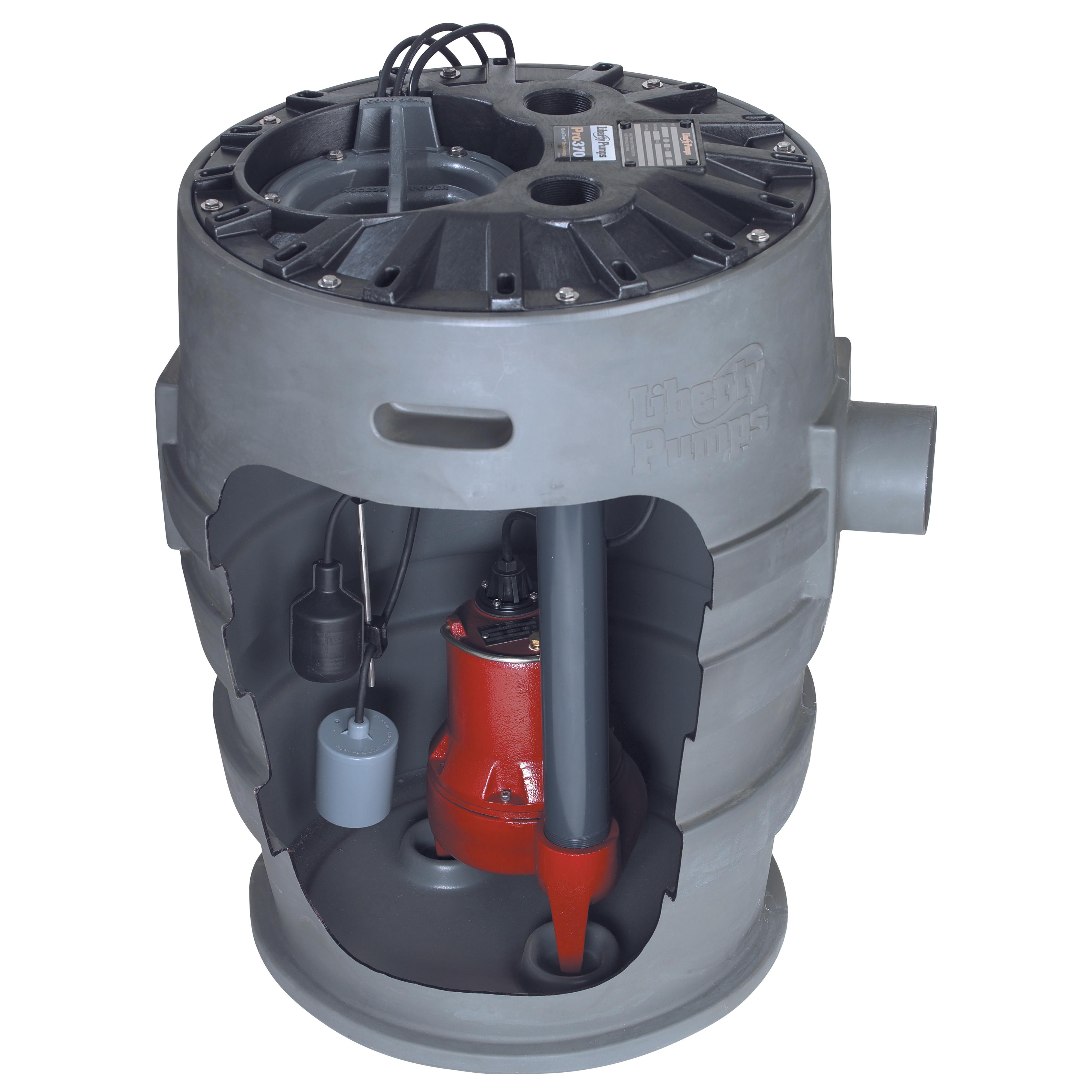 Liberty Pumps&reg; P372LE51 Pro370 1-Phase Simplex Sewage System With Extension, 140 gpm, 2 in Outlet, 1/2 hp, Polyethylene, Domestic