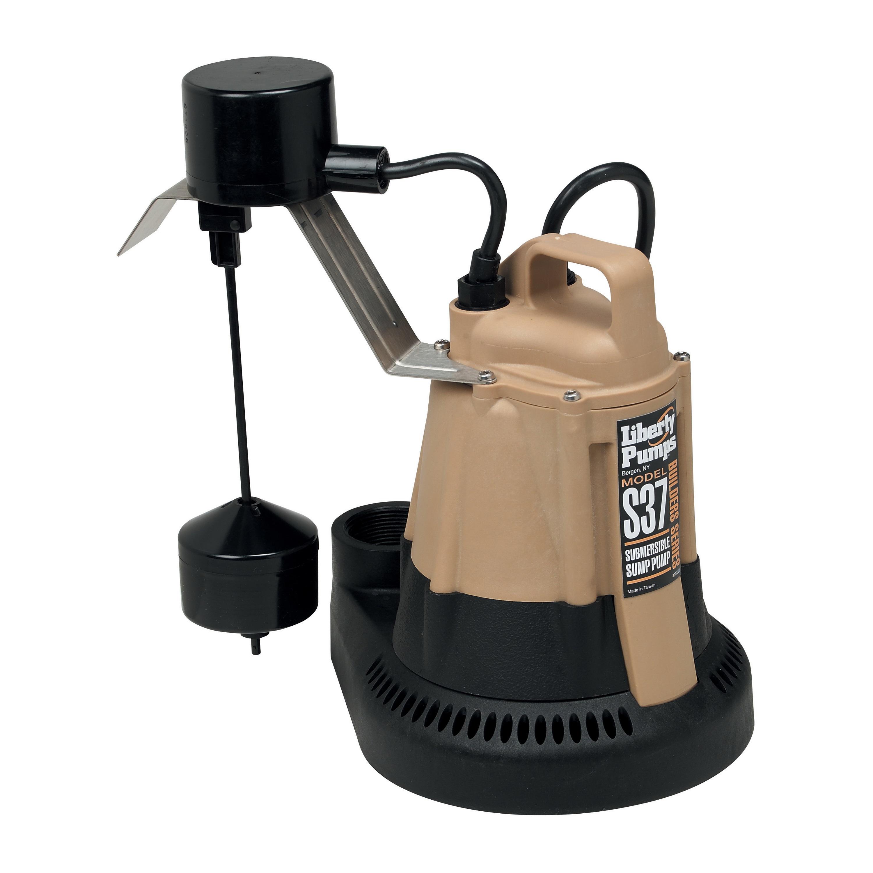 Liberty Pumps&reg; S37 S30 Submersible Sump Pump, 1-1/2 in NPT Outlet, 1/3 hp, Aluminum/Poly, Import