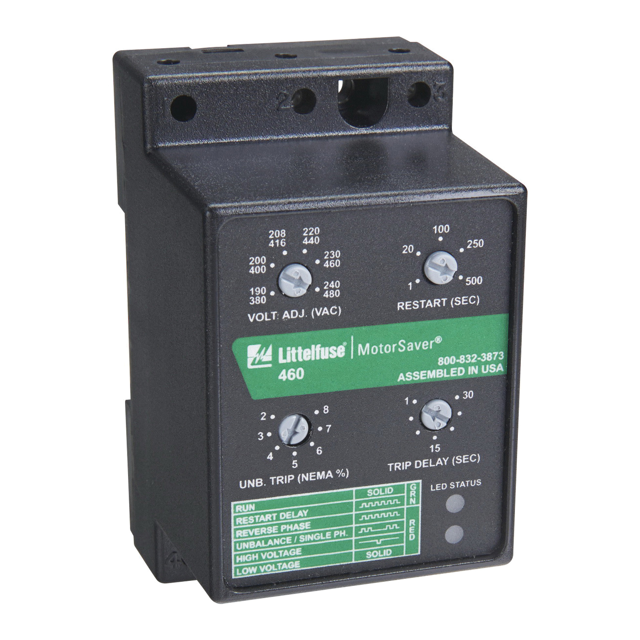 Littelfuse® 460-15 Phase Monitoring Relay, 190 to 480 VAC Input, 6 W