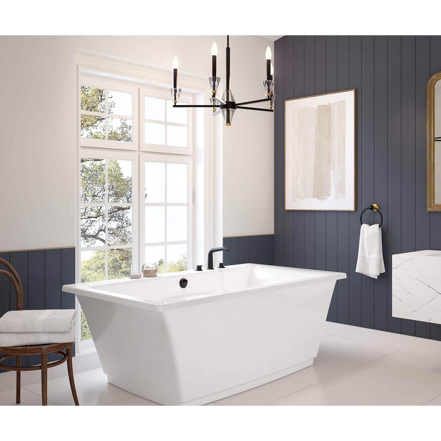 MAAX® Optik™ 6636 105742-000-001 Free-Standing Bathtub With White Skirt, Soaker Bath Therapy, Rectangular, 66 in L