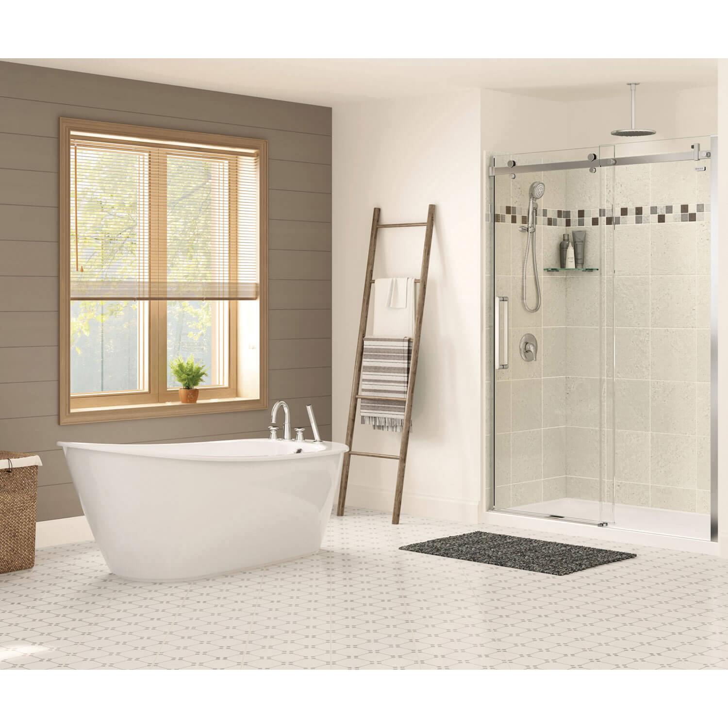 MAAX® Sax 105797-000-002-100 2-Piece Bathtub With White Skirt, Soaker Bath Therapy, Oval, 60 in L, 32 in W, High Gloss