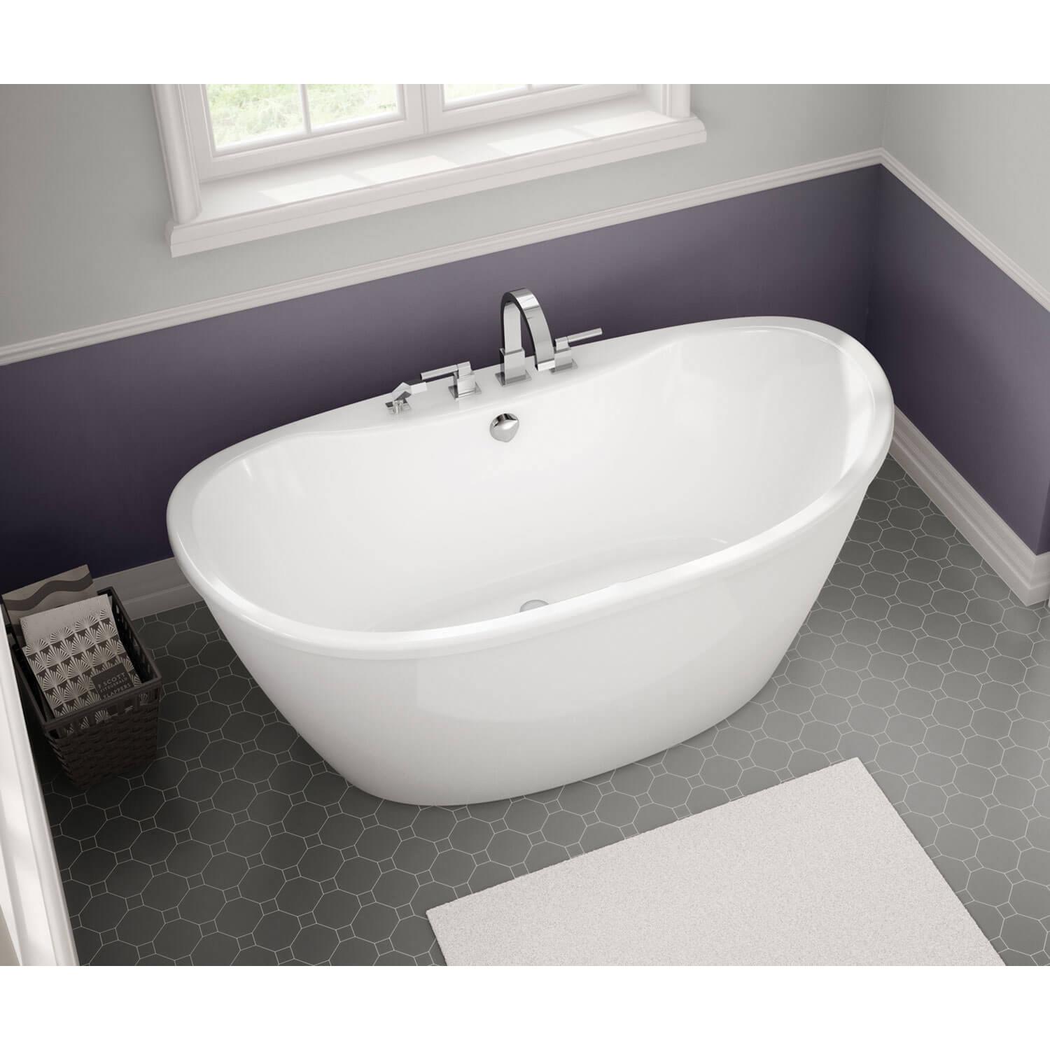 MAAX® Delsia 60 inch x 32 inch x 26 inch Acrylx Freestanding Soaking Bathtub, Center Drain, White