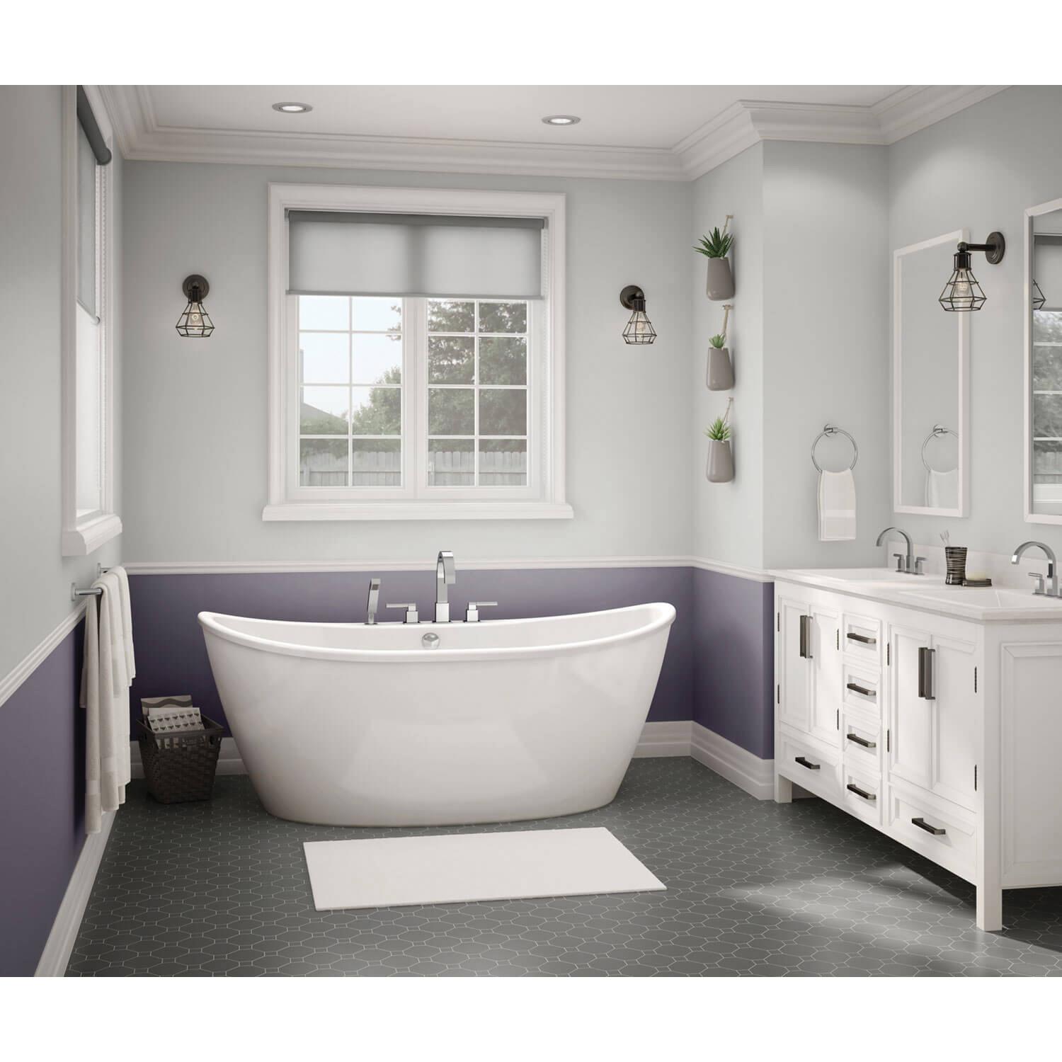 MAAX® Delsia 106193-000-002 Free-Standing Skirted Bathtub With White Skirt, Soaker Bath Therapy, Oval, 66 in L, 36 in W
