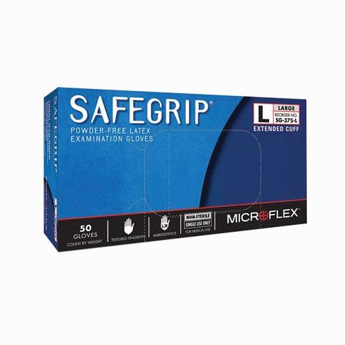 MICROFLEX® SafeGrip® SG-375-XL Examination Gloves, XL, 11.8 in L, Beaded Cuff, Blue Glove