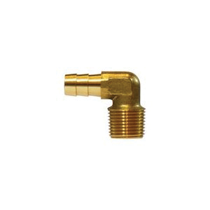 MIDLAND INDUSTRIES 32042 90 deg Elbow, 3/8 in Hose Barbed x 3/8 in Male NPTF, Brass