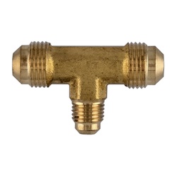 MIDLAND INDUSTRIES 44R-446 Pipe Tee, 1/4 in Male Flared x 1/4 in Male Flared x 3/8 in Male Flared, Brass