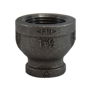 MIDLAND INDUSTRIES 65432 Reducing Coupling, 3/8 in FPT x 1/4 in FPT, Iron, Black, 150 lb