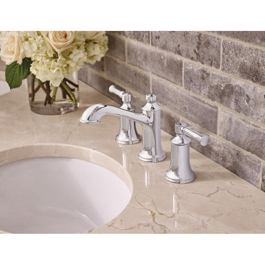 Moen® Dartmoor™ T6805 Lavatory Faucet, 2-Handle, Deck, Widespread, Lift and Turn, Chrome