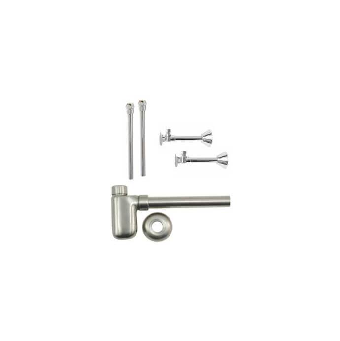 Lavatory Supply Kit - Brass Cross Handle with 1/4 Turn Ball Valve  (MT621-NL) - Angle, P-Trap 1-1/4 - Mountain Plumbing Products