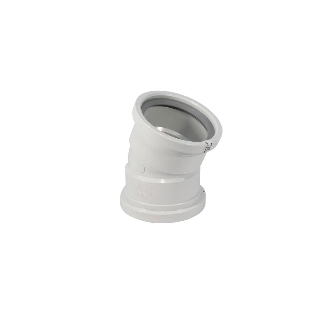 22-1/2 Deg SDR 26 PVC Heavy Wall DWV Elbow, 4 inch x 4 inch, Gasketed x Gasketed