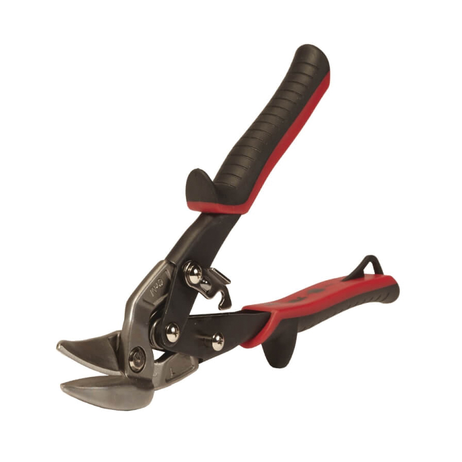 Malco® AVs® AV6 Aviation Offset Snips, 9-5/8 in OAL, 1-1/4 in L Cut, Left/Straight Cut, Forged Steel Blade, Red Handle