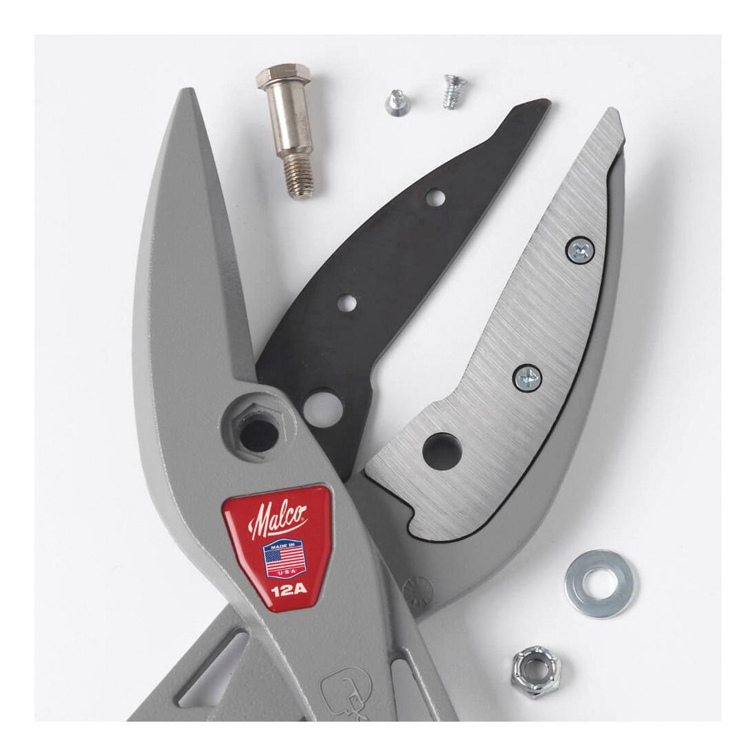 Malco® Andy™ M12A Classic Handled Snip, Mild Curve, Straight Cut, 3 in L Cut, 0.055 in Max Sheet Thick, Metal Blade