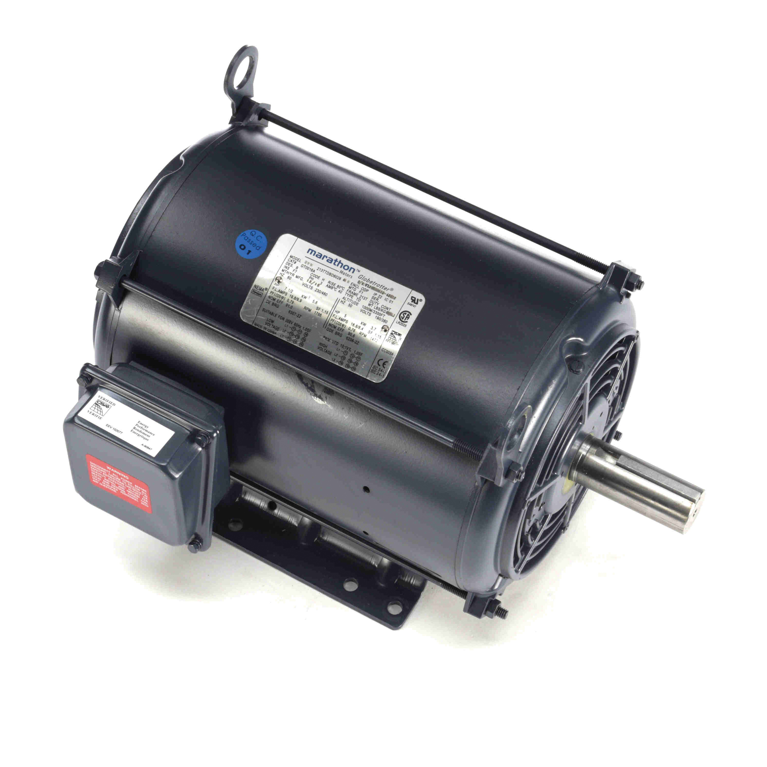 Marathon® Globetrotter® GT0016A General Purpose Motor, 208 to 230/460 V, 9.9/19.8 to 21.2 A, 5.6 kW, 7-1/2 hp