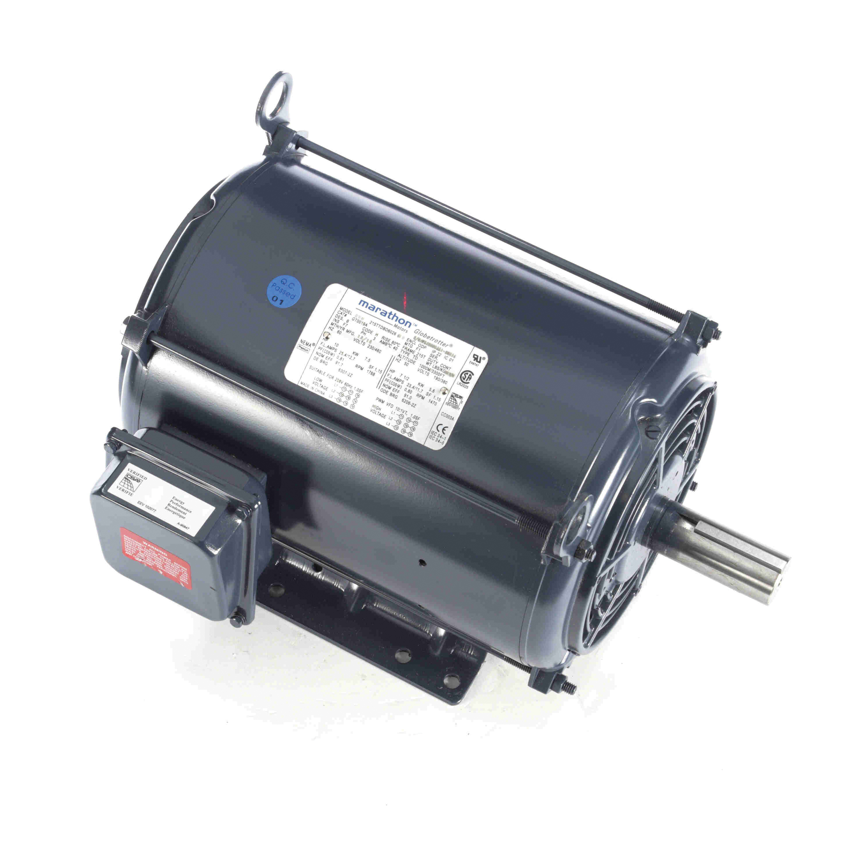 Marathon® Globetrotter® GT0019A General Purpose Motor, 208 to 230/460 V, 12.7/25.4 to 27.7 A, 7.5 kW, 10 hp, 60 Hz