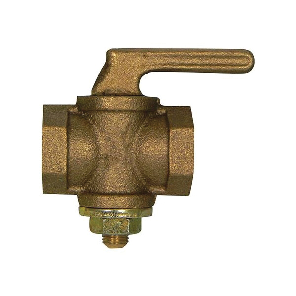 A.Y. McDonald 10598 1 Brass Lever Handle Gas Plug Valve With Check, 1 inch, FNPT, 2 psig