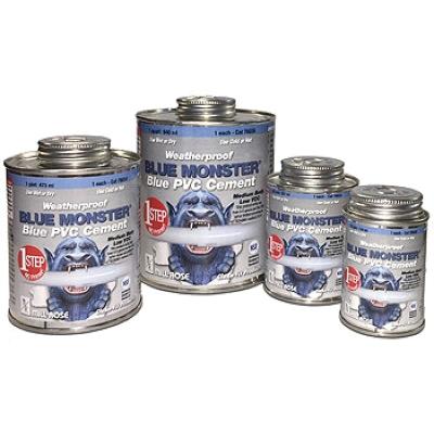 Blue Monster® 1 pt Weatherproof 1-Step PVC Pipe Cement, Blue